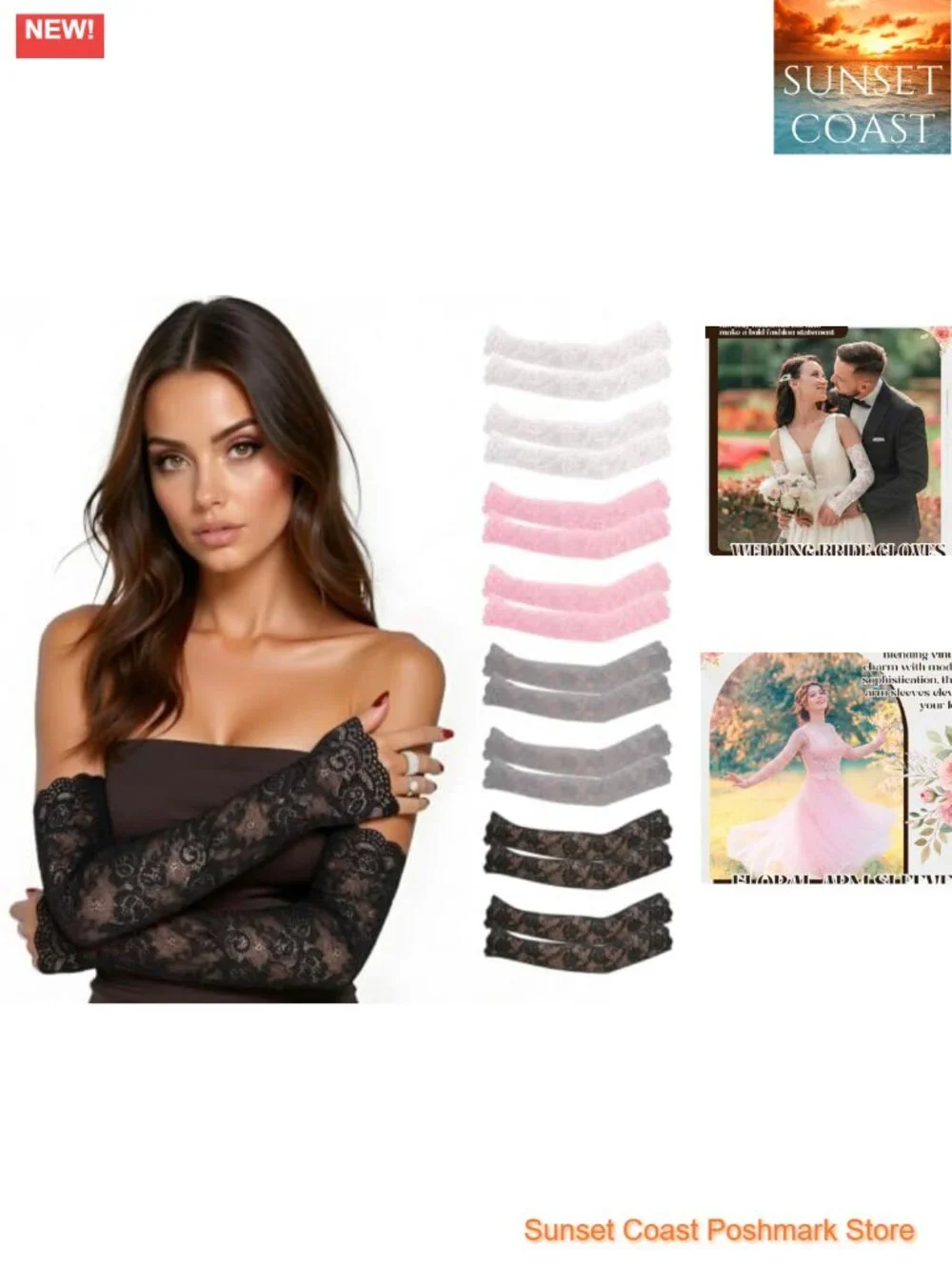 8 Pairs Lace Arm Sleeves for Women, Elbow Length, Floral Hollow, Soft Stretch